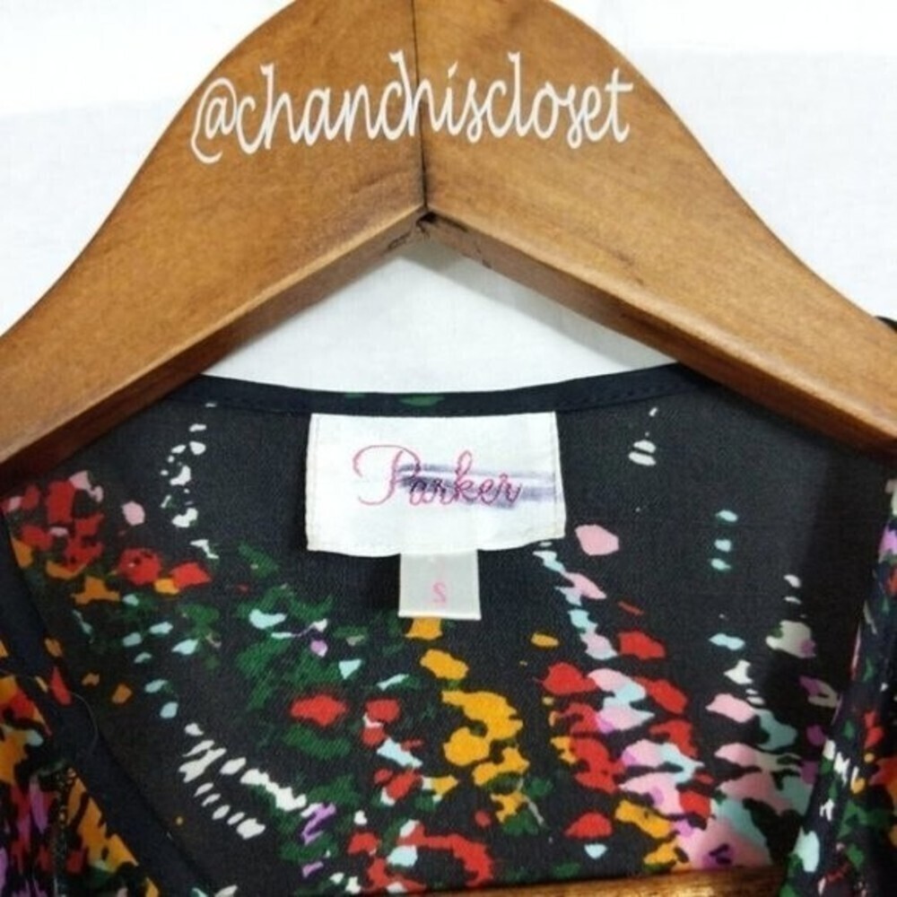 Parker Multi Color Ruffle Colorful Silk Tank Top S - Picture 4 of 5